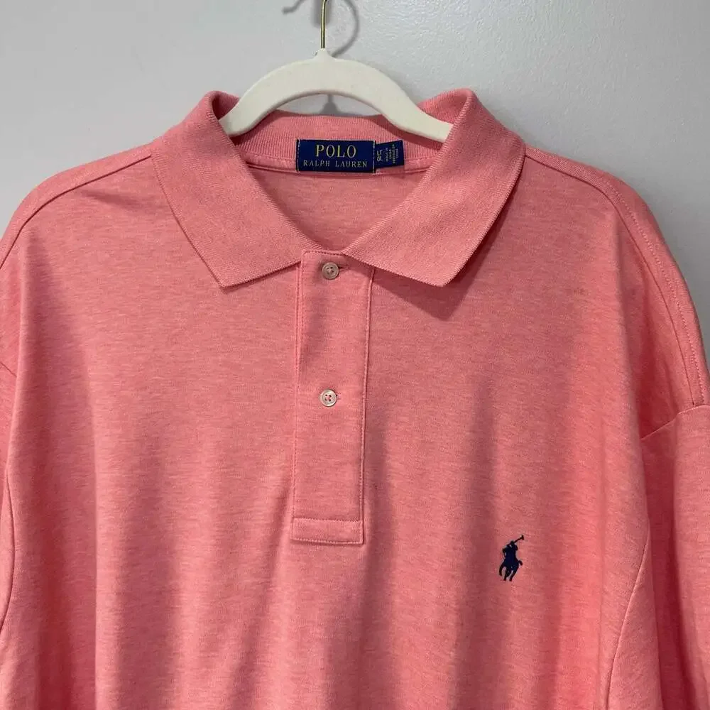 Polo Ralph Lauren Men's Classic Fit Soft Cotton Polo Shirt Salmon Heather LT